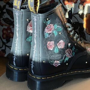Dr. Martens Black Floral Embroidered Boots